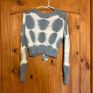 Blue crop tie sweater
